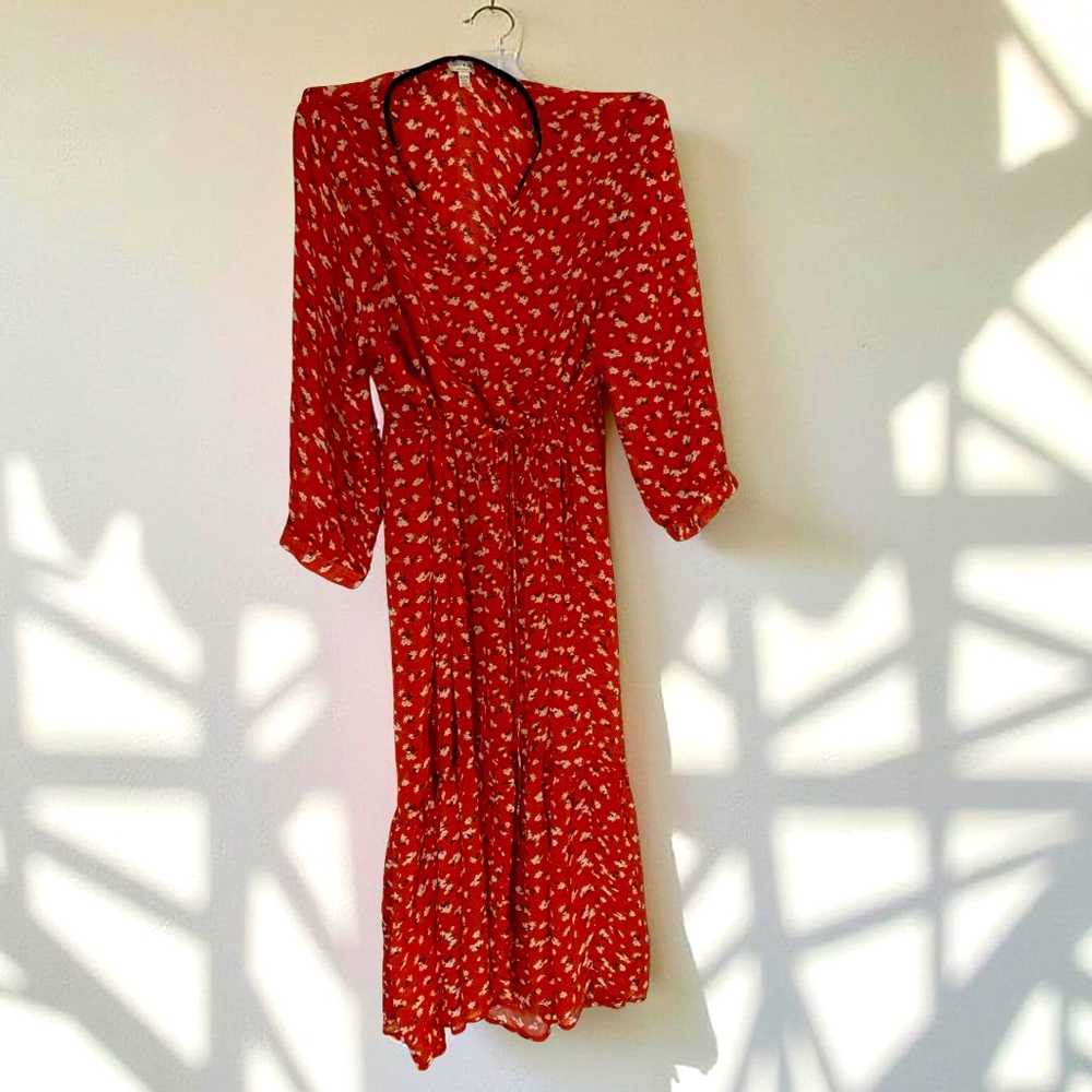 Lucky Brand Red Long Floral Dress XL